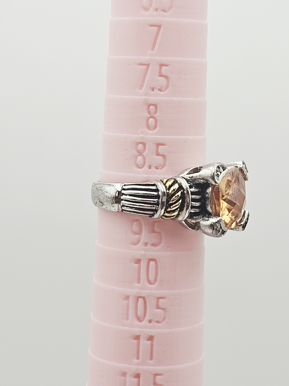Citrine-Style Cushion Cut Two-Tone Ring - Gold & Silver - Picture 4 of 4
